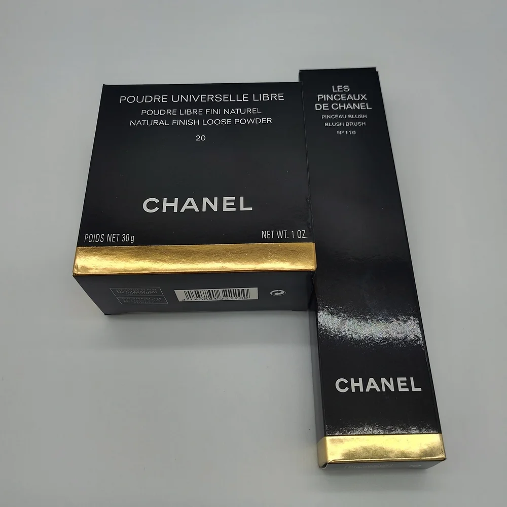 CHANEL Black & Gold Loose Finish Powder with Brush